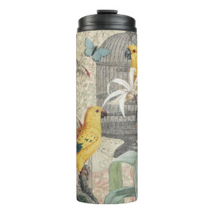 Bouteilles Isothermes Botanique Vintage Oiseaux Nature Tropical Antique 