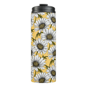 Bouteilles Isothermes Bouches blanches, fleurs sauvages sur jaune