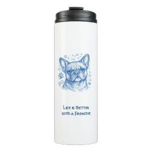 Bouteilles Isothermes Bouledogue français bleu doodle ligne art frenchie