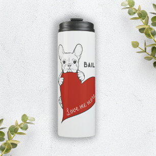 Bouteilles Isothermes Bouledogue français mignon personnalisé avec un cœ