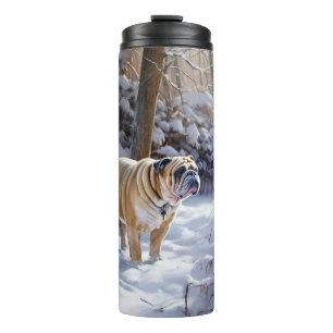 Bouteilles Isothermes Bouledogue Noël Laissé Tomber La Neige Brossé