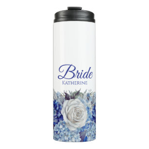 Bouteilles Isothermes Bouquet-Bride-Fleur bleu aquarelle