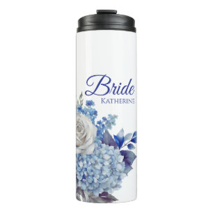 Bouteilles Isothermes Bouquet-Bride-Fleur bleu aquarelle