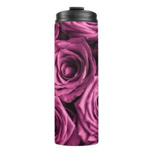 Bouteilles Isothermes Bouquet de roses violets, fleurs fleuris arrière -
