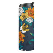 Bouteilles Isothermes Bouquet tropical sur bleu (Tourné sur la gauche)