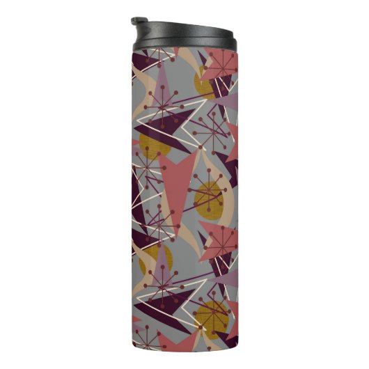 Bouteilles Isothermes Bourgogne, Corail, Starburst | Rétro atomique (Tourné sur la droite)