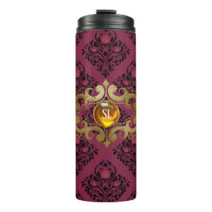Bouteilles Isothermes Bourgogne et or Paris Gemstone Damask