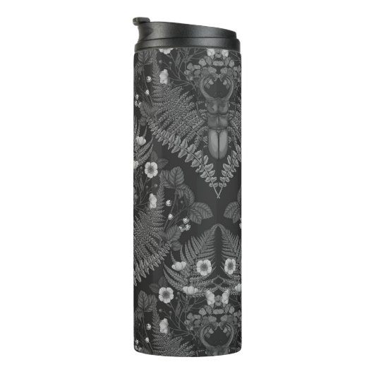 Bouteilles Isothermes Bousier et fougères, en noir et blanc (Tourné sur la droite)