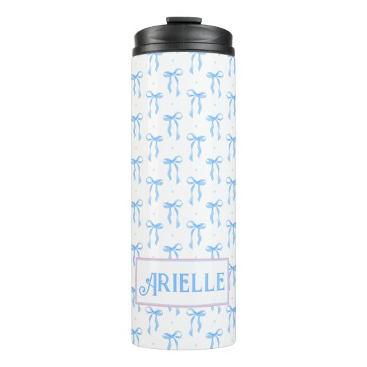 Bouteilles Isothermes Bow bleu coquette customisé (Devant)