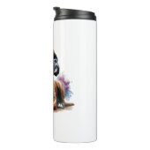 Bouteilles Isothermes Boxer parmi les fleurs en aquarelle (Tourné sur la droite)