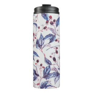 Bouteilles Isothermes Branches Blackberry : Motif Vintage Aquarelle.