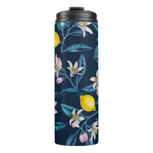 Bouteilles Isothermes Branches de citron avec fleurs et fruits sur le bl
