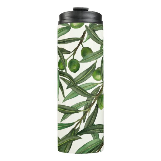 Bouteilles Isothermes Branches d'olive sur blanc (Devant)