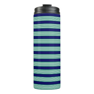 Bouteilles Isothermes Brayures blanches et vertes motif avec bleu marine