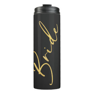 Bouteilles Isothermes Bride Noir et or Script Calligraphie Chic
