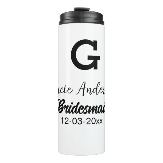 Bouteilles Isothermes Bridesmaid ajouter nom monogramme simple minimal m (Devant)