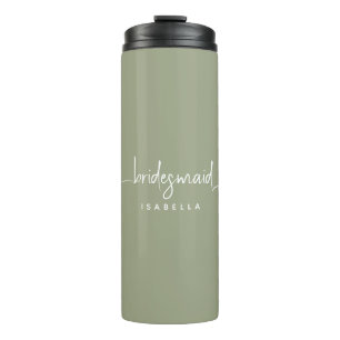 Bouteilles Isothermes Bridesmaid Moderne Minimaliste Script Sage Vert