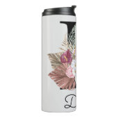 Bouteilles Isothermes Broderie Rose Boho Floral Initiale D (Tourné sur la gauche)