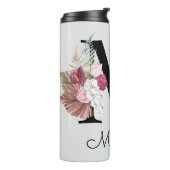 Bouteilles Isothermes Broderie Rose Boho Floral Initiale M (Tourné sur la gauche)