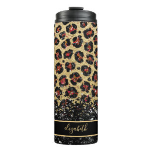 Bouteilles Isothermes Bronze Léopard Noir et Or Tumbler Thermal