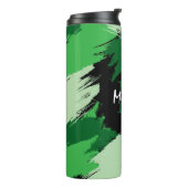 Bouteilles Isothermes Brosse nuances de nom vert avec monogramme (Tourné sur la gauche)