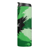 Bouteilles Isothermes Brosse nuances de nom vert avec monogramme (Tourné sur la droite)