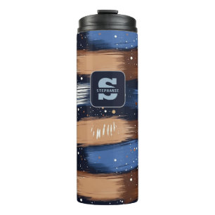 Bouteilles Isothermes Brosses Abstraites en bleu, blanc et Brown (3)