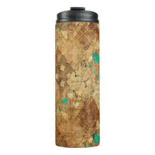 Bouteilles Isothermes Brown Grunge Quilt Stars Coeurs