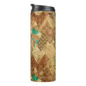 Bouteilles Isothermes Brown Grunge Quilt Stars Coeurs (Tourné sur la droite)