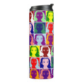 Bouteilles Isothermes brunâtre fille noire pop art (Tourné sur la gauche)