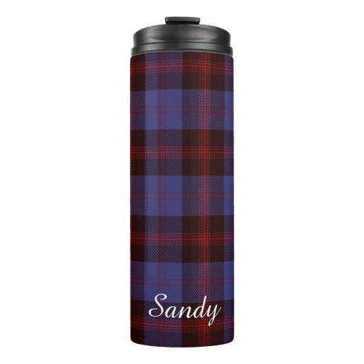 Bouteilles Isothermes Buffalo plaid navy blue red monogram name (Devant)