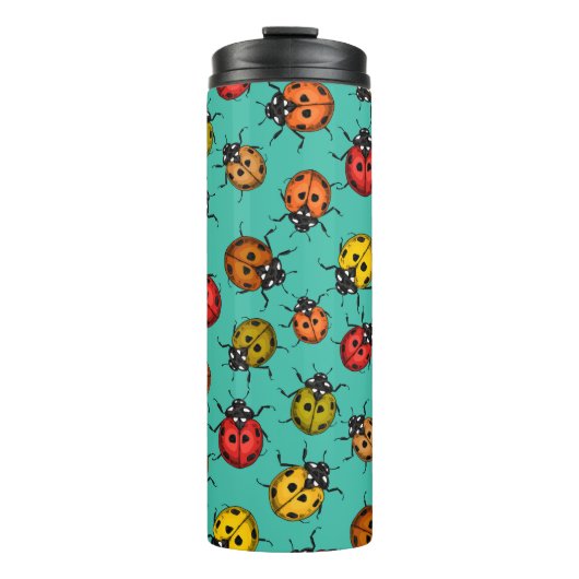 Bouteilles Isothermes Bugs colorés sur turquoise (Devant)