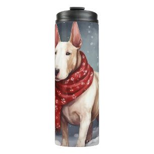 Bouteilles Isothermes Bull Terrier dans la neige de Noël
