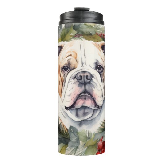 Bouteilles Isothermes Bulldog Christmas Wreath Festive Pup (Devant)