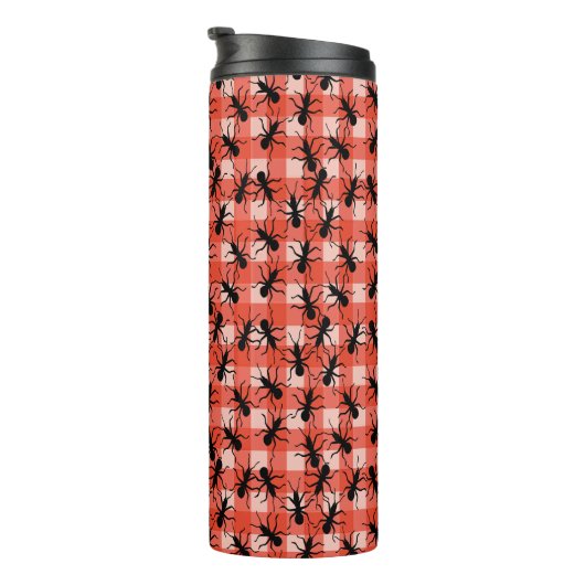 Bouteilles Isothermes Bunch of crawling Black Ants Red White Tablecloth (Tourné sur la droite)