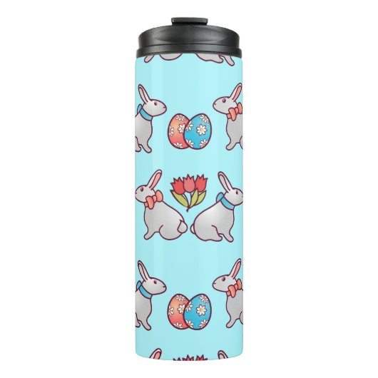 Bouteilles Isothermes Bunny seamless pattern with easter eggs and a bouq (Devant)