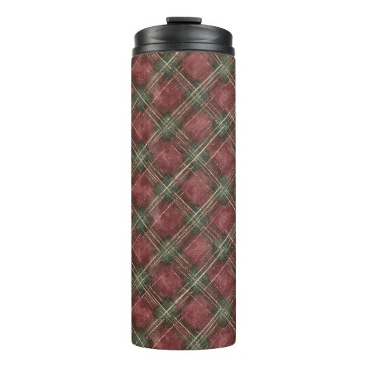 Bouteilles Isothermes Burgundy Red Green Plaid (Devant)