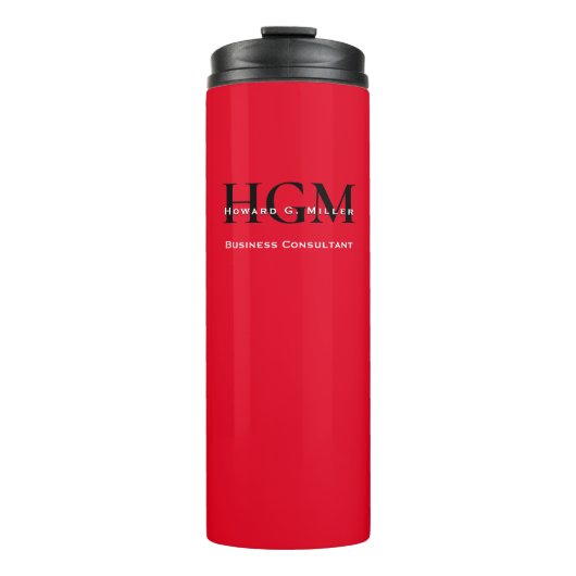 Bouteilles Isothermes Business Modern Rouge Noir 3 Lettre Monogramme Log (Devant)