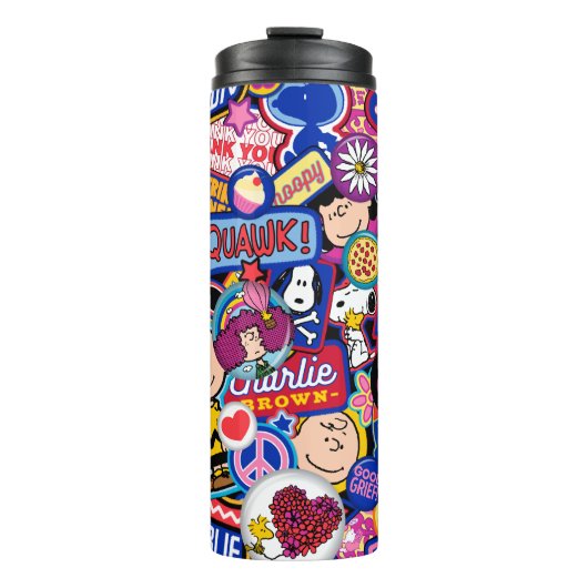Bouteilles Isothermes cacahuètes | Motif de patchs Mixtape (Devant)