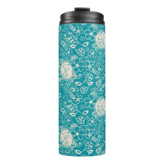 Bouteilles Isothermes cacahuètes | Snoopy Turquoise Tropical Beach Motif (Devant)