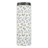 Bouteilles Isothermes cacahuètes | Snoopy & Woodstock B&W Flower Motif (Dos)