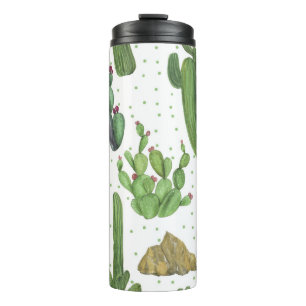 Bouteilles Isothermes Cactus aquarelle, motif naturel sans soudure.