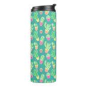 Bouteilles Isothermes Cactus au néon d'aquarelle dans le motif de pots (Tourné sur la gauche)