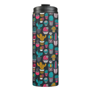 Bouteilles Isothermes Cactus tiré par la main dans le motif de style de
