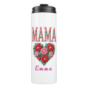 Bouteilles Isothermes Cadeau personnalisé Fleur de cœur de maman