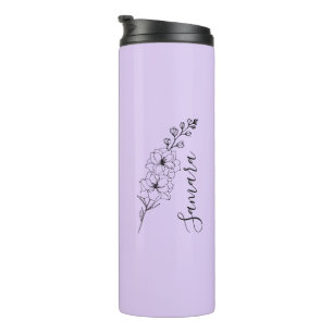 Bouteilles Isothermes Cadeau personnalisé juillet Fleur de naissance Del