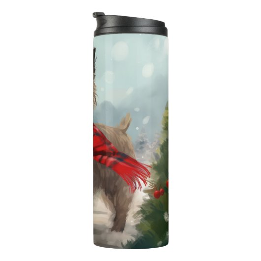 Bouteilles Isothermes Cairn Terrier Dog dans Noël de neige (Tourné sur la droite)