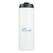 Bouteilles Isothermes Calligraphie de nom Script Plain Simple Blanc Bleu (Devant)