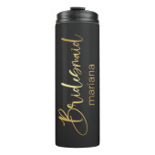 Bouteilles Isothermes calligraphie dorée demoiselle personnalisée noir (Devant)