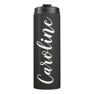 Bouteilles Isothermes Calligraphie minimaliste personnalisée nom noir